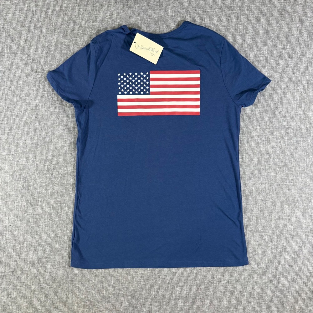 Universal Thread USA Flag Graphic Tee Women Large Navy NEW Patriotic Americana
